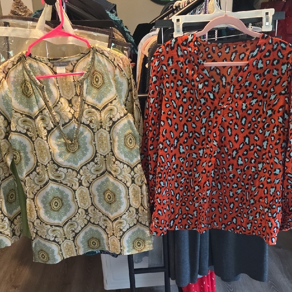 Tommy Bahama Tops - Tommy Bahama Yellow and Blue Top & Leopard Print Blouse